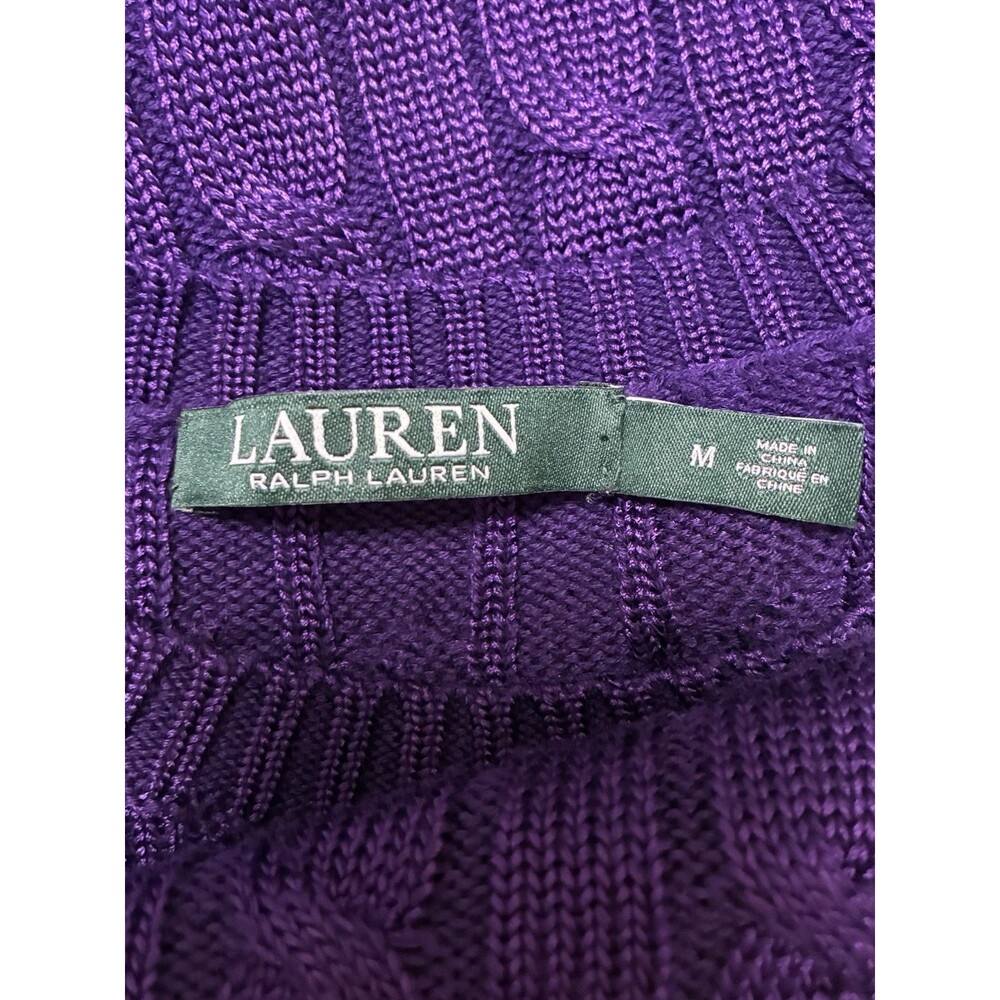 Lauren Ralph Lauren Women’s Purple Cable Knit Sweater With Logo Size Medium - Picture 7 of 9